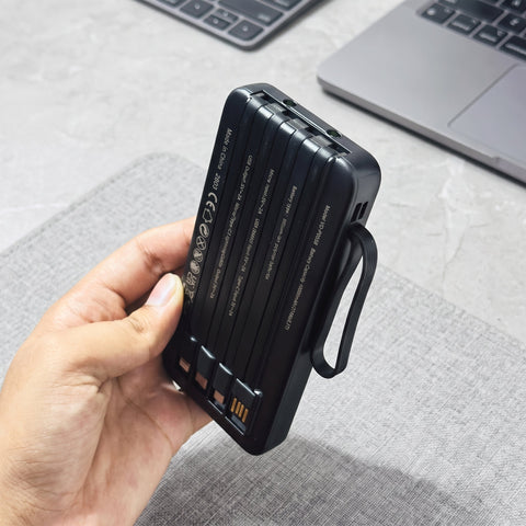10000mAh Fast Charging Power Bank with Built-in Cables | Universal Portable Charger