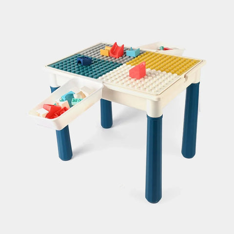2 in 1 Building Blocks and Learning Table with Chair - Kids Activity & Educational Play Set