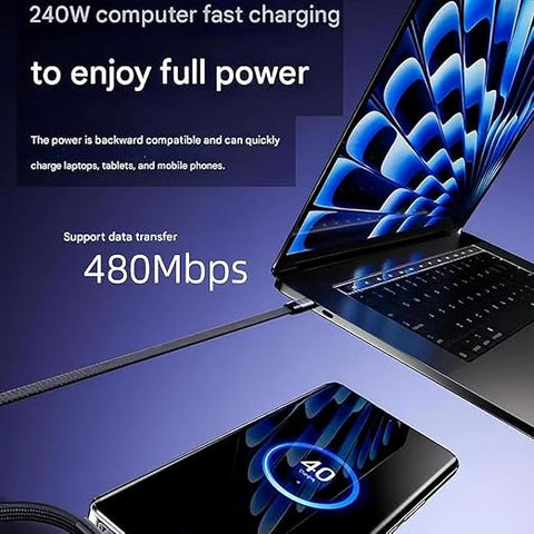 240W 2-in-1 C to C Charging Cable with Phone Stand 1.5m length