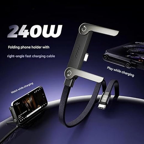 240W 2-in-1 C to C Charging Cable with Phone Stand 1.5m length