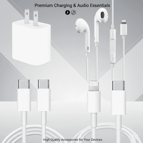 4 in 1 iPhone Accessories Budget Combo Deal - Fast Charging & Audio Kit