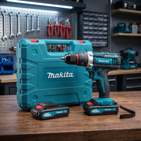 48V Cordless Electric Drill Machine Kit with 2 Rechargeable Batteries & Carry Case | Multi-Speed Power Drill Set