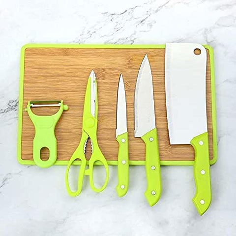 5-Piece Stainless Steel Kitchen Knife Set with Cutting Board