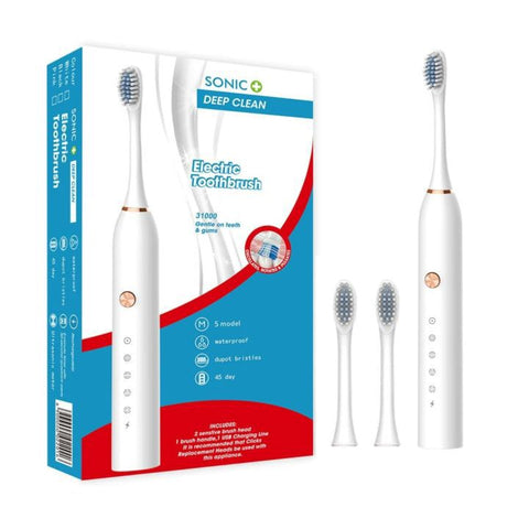 Advanced Electric Toothbrush for Adults – 5 Cleaning Modes with 2 Replacement Brush Heads & Soft DuPont Bristles