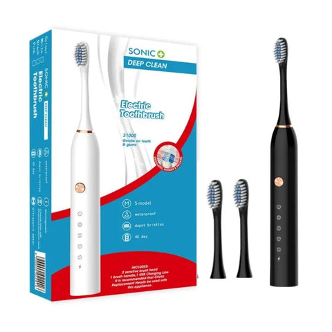 Advanced Electric Toothbrush for Adults – 5 Cleaning Modes with 2 Replacement Brush Heads & Soft DuPont Bristles