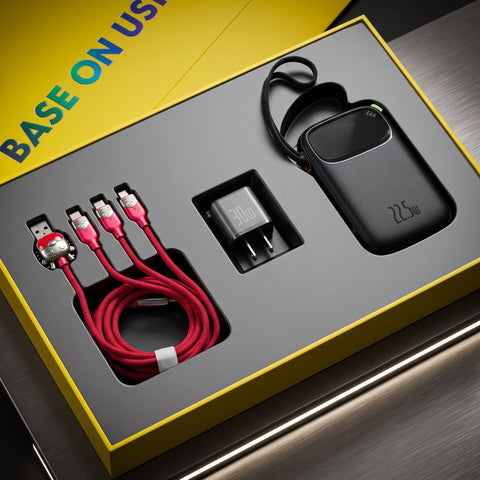 Baseus 22.5W 10000mAh Fast Charging Power Bank with Built-in Cables Gift Box