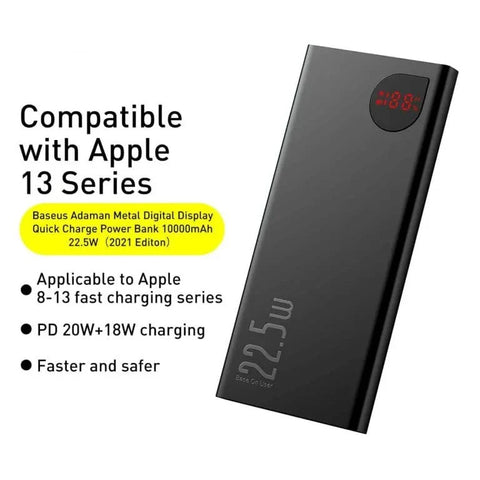 Baseus Adaman Metal 22.5W 10000mAh Fast Charging Power Bank - Premium Metal Body, Super-Fast Charging