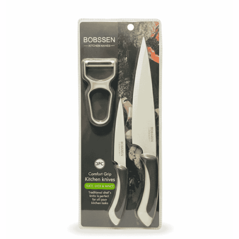 Bobssen 3 Piece Kitchen Knife Set - Best Comfort Grip Edition