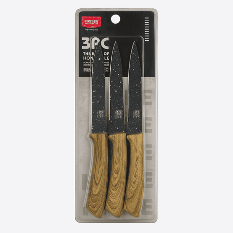 Bobssen 3-Piece Utility Kitchen Knife Set (Wooden Handle)