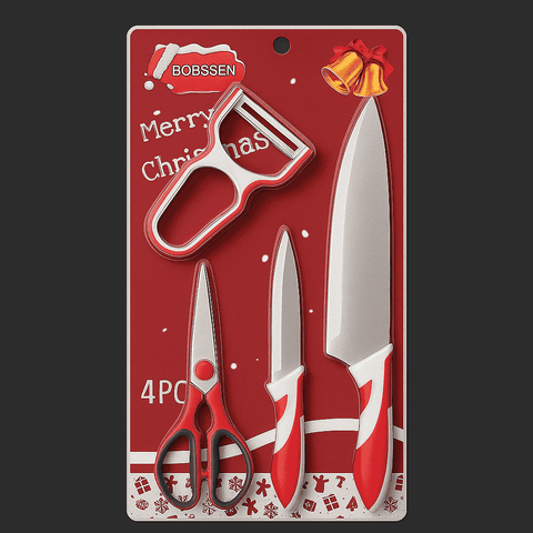 Bobssen 4 Pieces Kitchen Knife Set - Christmas Gift Edition