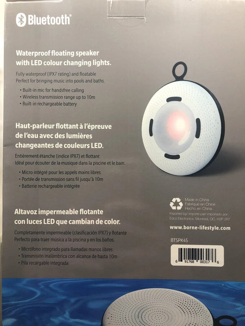 Borne Waterproof Floating Bluetooth Speaker with RGB Light - BTSPK45 -555