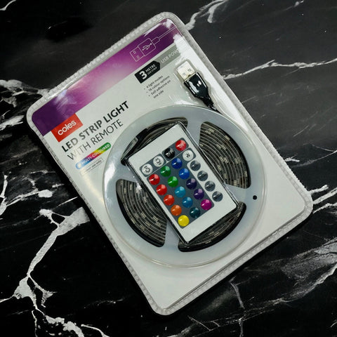 Coles Led Strip Light With Remote Multi Coloured (3 Meters)