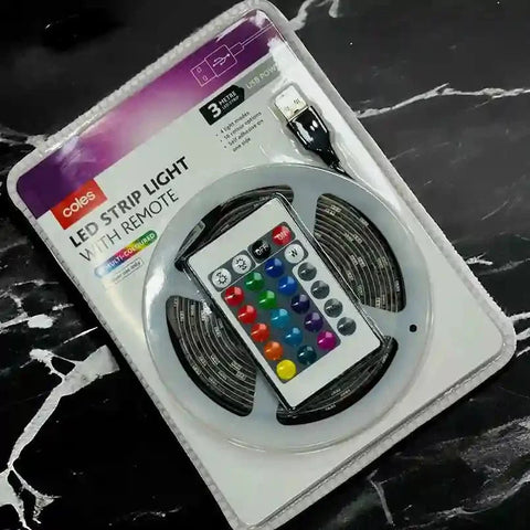 Coles Led Strip Light With Remote Multi Coloured (3 Meters)