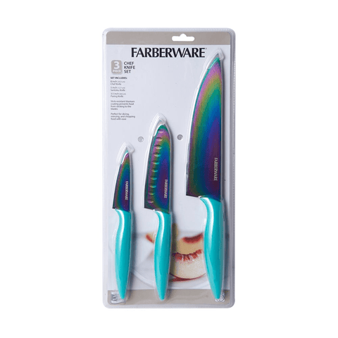 Farberware 3-Piece Chef Knife Set - Chef's, Santoku and Paring Knives