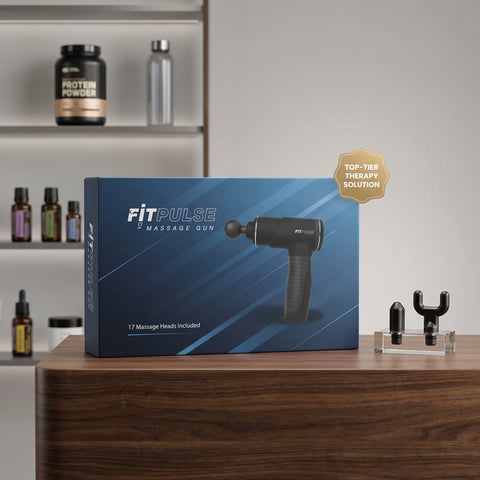 FITPULSE Deep Tissue Massage Gun – Professional Muscle Recovery Therapy Gun with 17 Massage Heads