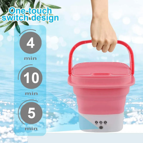 Folding Mini Portable Washing Machine 6.5L with Blue Light And Drain Basket