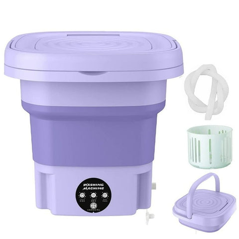 Folding Mini Portable Washing Machine 6.5L with Blue Light And Drain Basket