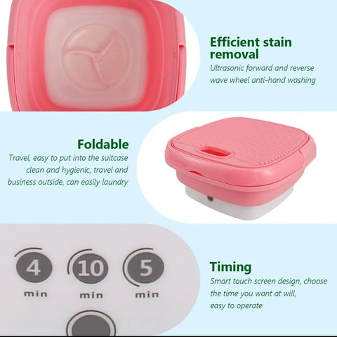 Folding Mini Portable Washing Machine 6.5L with Blue Light And Drain Basket