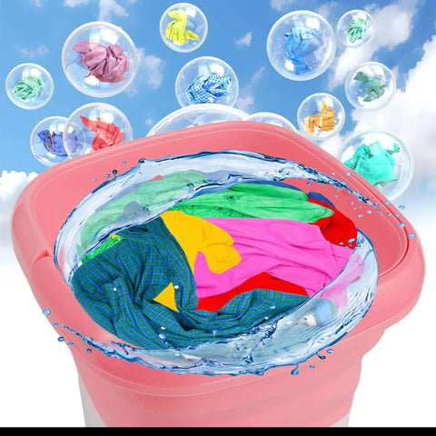 Folding Mini Portable Washing Machine 6.5L with Blue Light And Drain Basket