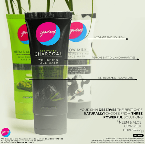 Godrej 3 in 1 Face Wash Deal - Cow Milk, Activated Charcol, Neem & Aloe Vera