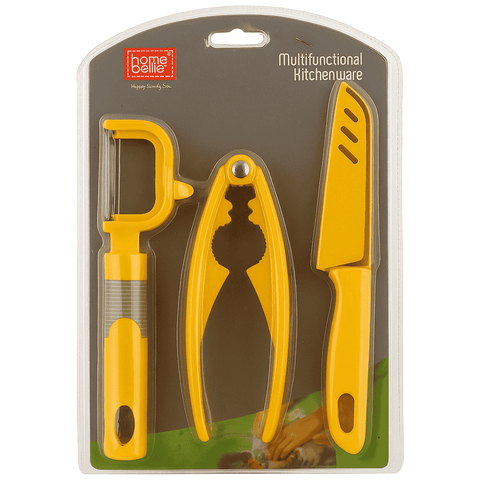 Home Belle 3-Piece Plastic Kitchenware Set - Knife, Peeler & Cracker