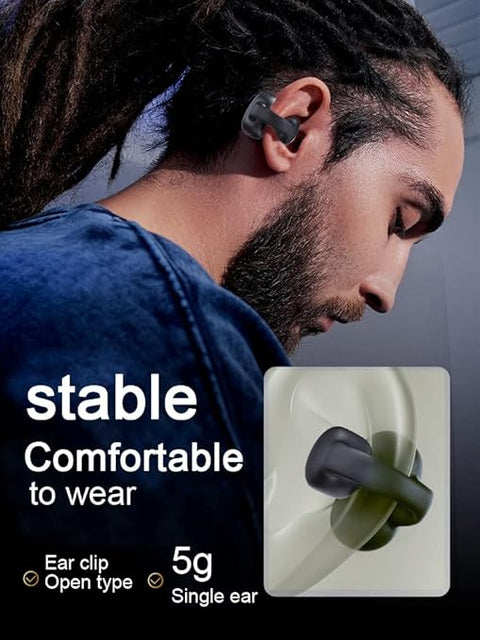 i113 Wireless Ear Clip Bone Conduction Headphones Fones - Bluetooth 5.3 Ear Clip On Ear Earring Sports Earphones Earbud Hooks