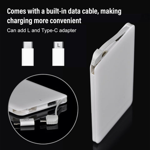 IHIT 4000mah Basic Power Bank With Built-in Cables - Ultra-slim & Credit Card-sized Power Bank