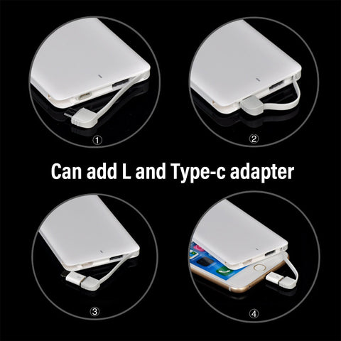 IHIT 4000mah Basic Power Bank With Built-in Cables - Ultra-slim & Credit Card-sized Power Bank