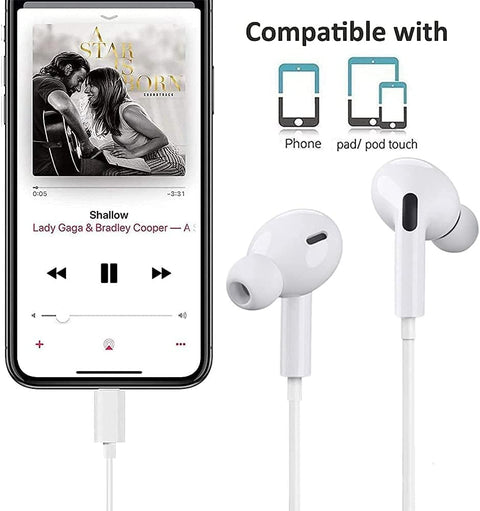 iPhone Bluetooth Handsfree with Lightening Connector (Built-in Microphone & Volume Control) in-Ear Stereo Headphones