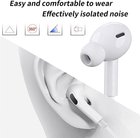 iPhone Bluetooth Handsfree with Lightening Connector (Built-in Microphone & Volume Control) in-Ear Stereo Headphones